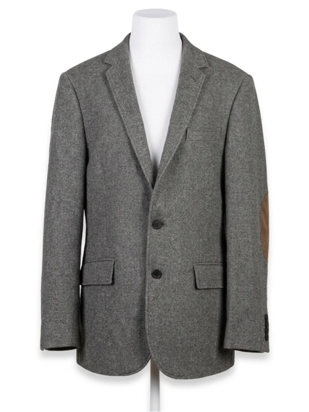 J. Crew‎ Mens 40R Ludlow Blazer Gray Wool Nylon Blend Suede Elbow Patch RN77388